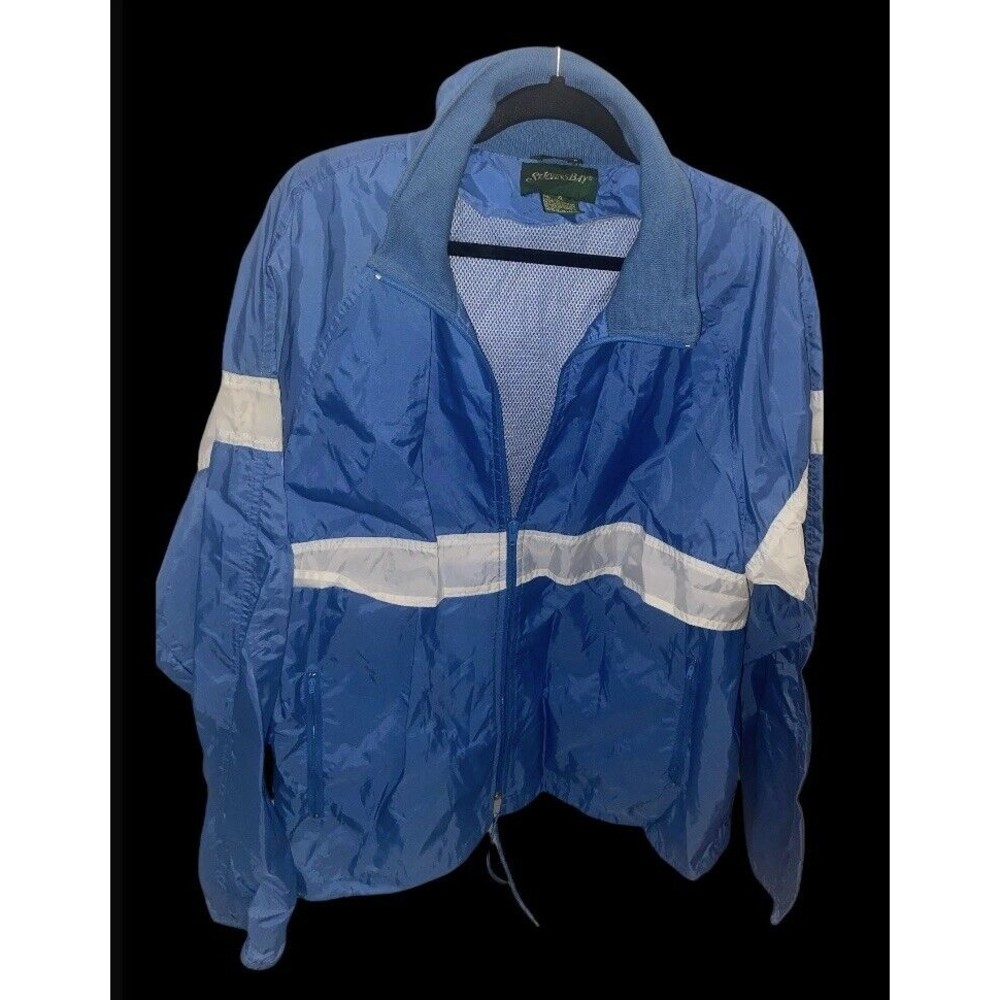 St. John’s Bay Men’s Windbreaker Jacket Zip-Up Blue Size XL Tuck Away Hood